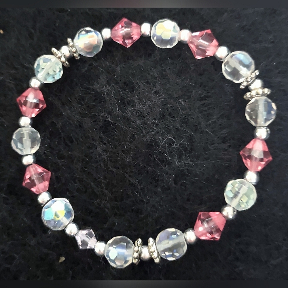 Wire Choker Pink Cube Beads + Free Bracelet